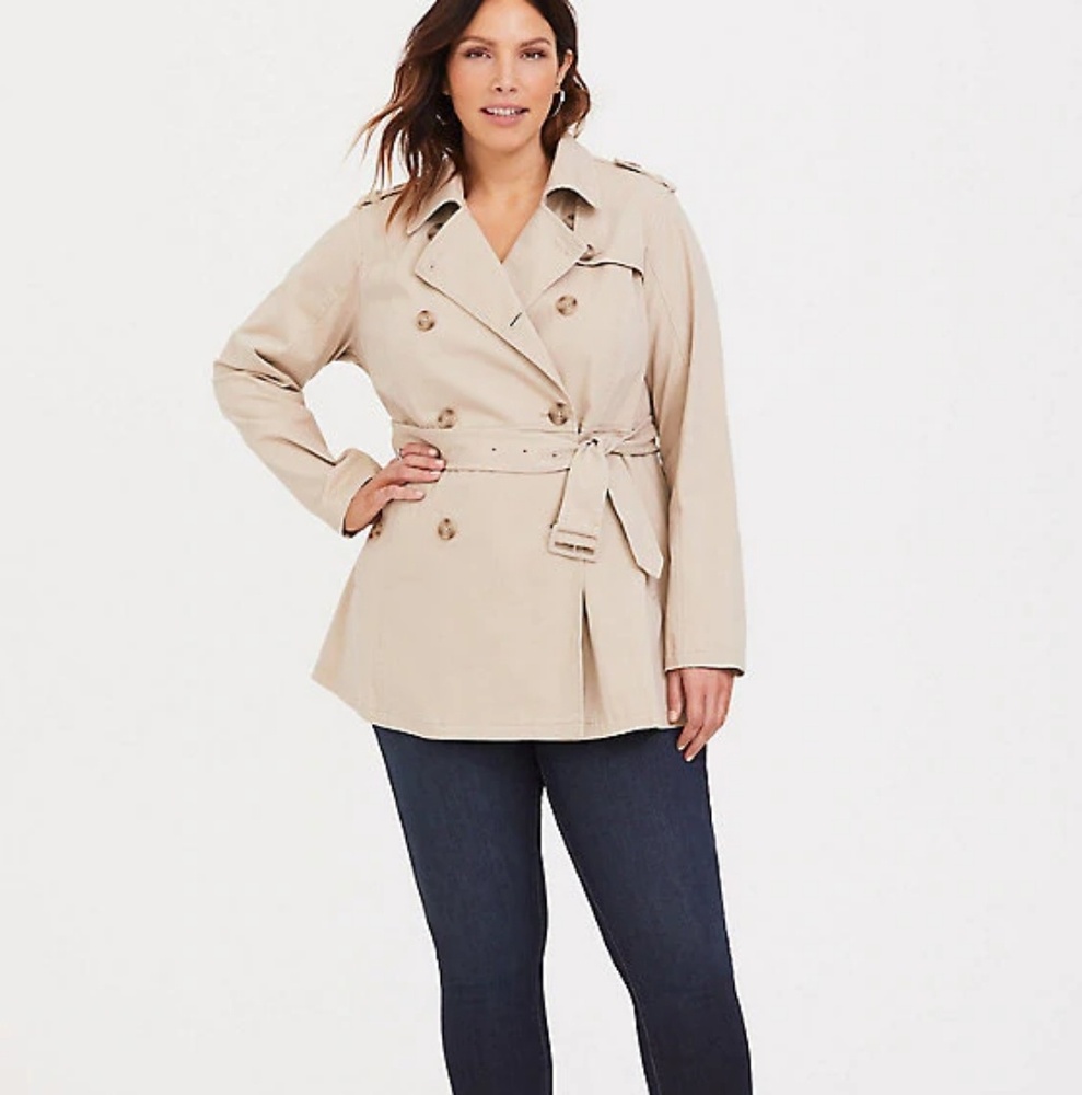 Torrid tan twill trench coat